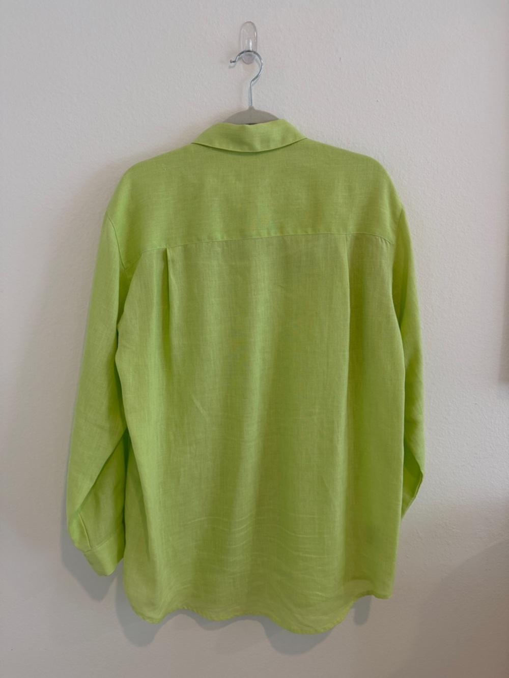 Liz Claiborne Lizsport 100% Linen Button Down Shirt Lime Green Size L - Picture 6 of 6